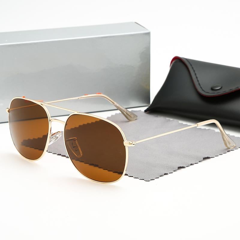 Police RB Men's Cycling Glasses Men's Sunglasses Metal High-end Sunglasses Gold Frame with Brown Lenses - Image 1
