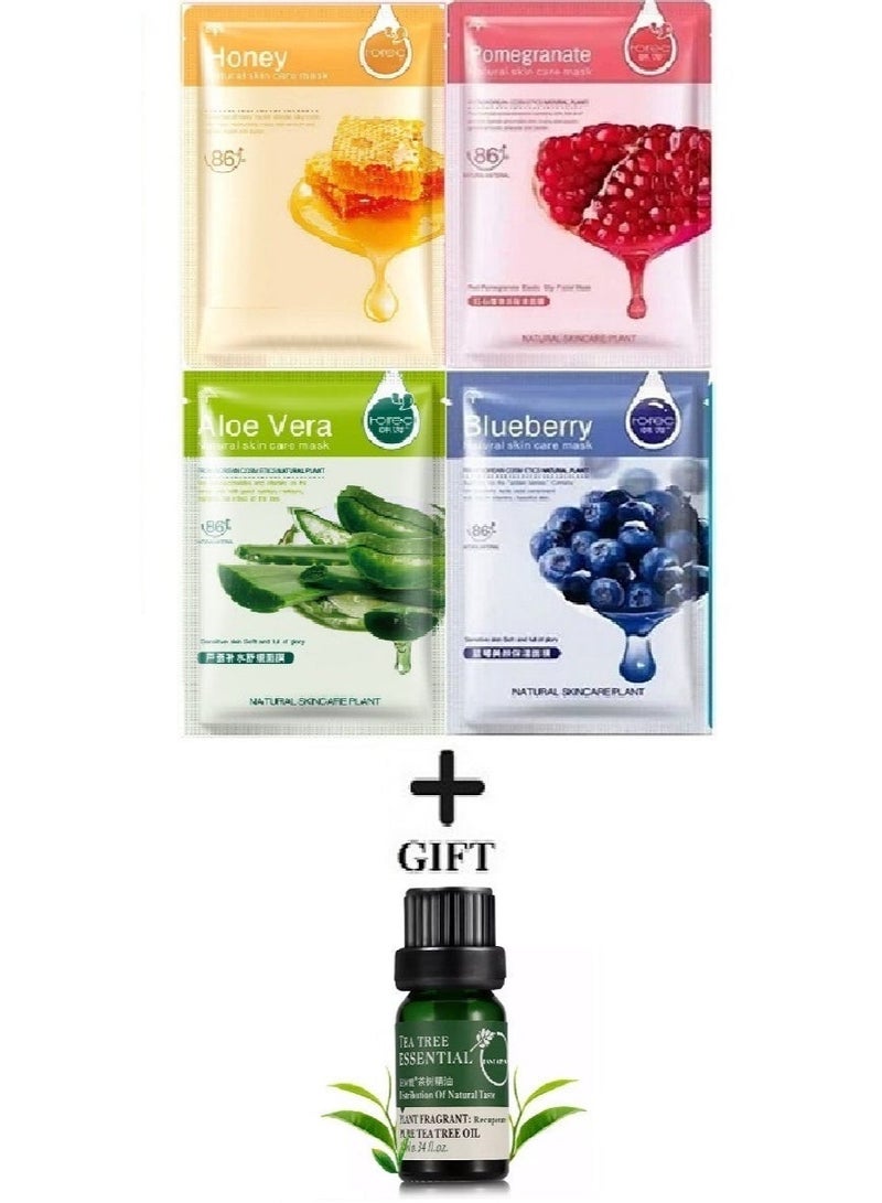ROREC 4-Piece Natural Skin Care Face Mask Set With Gift Tea Tree Serum to remove spots for the face - Image 1