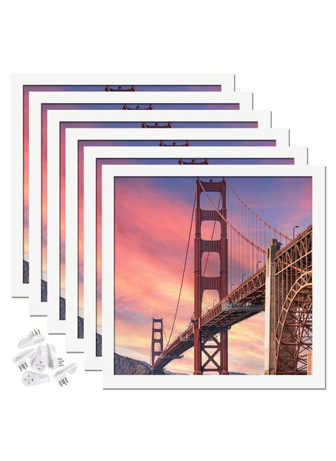 ijuerybai 6 Sets 8x8 Picture Frame  Frames for 8 x 8 Canvas Collage Photo Poster Certificate Wall Gallery  High Transparent Horizontal Vertical White Square 8 by 8 Inches
