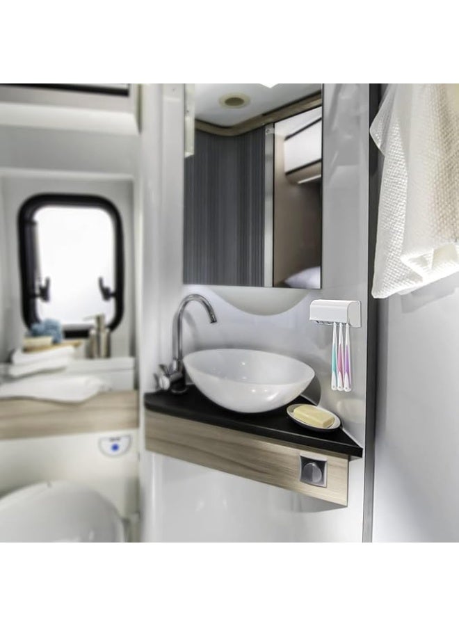 بروماس حامل فرشاة أسنان جداري – تصميم نحيف، لاصق ذاتي بدون حفر، منظم حمام لـ 6 فرش أسنان - Image 3