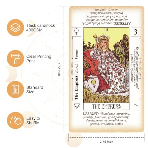 MTRoyaldia Tarot Card Game, 78 Tarot Deck, Original Tarot Cards for Beginners and Experts with Guide Book and Can Be As A Gift, Fortune Telling Game, Divination Tools for All Skill Levels, White - Image 5