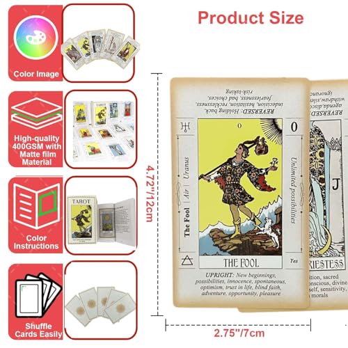 MTRoyaldia Tarot Card Game, 78 Tarot Deck, Original Tarot Cards for Beginners and Experts with Guide Book and Can Be As A Gift, Fortune Telling Game, Divination Tools for All Skill Levels, White - Image 2