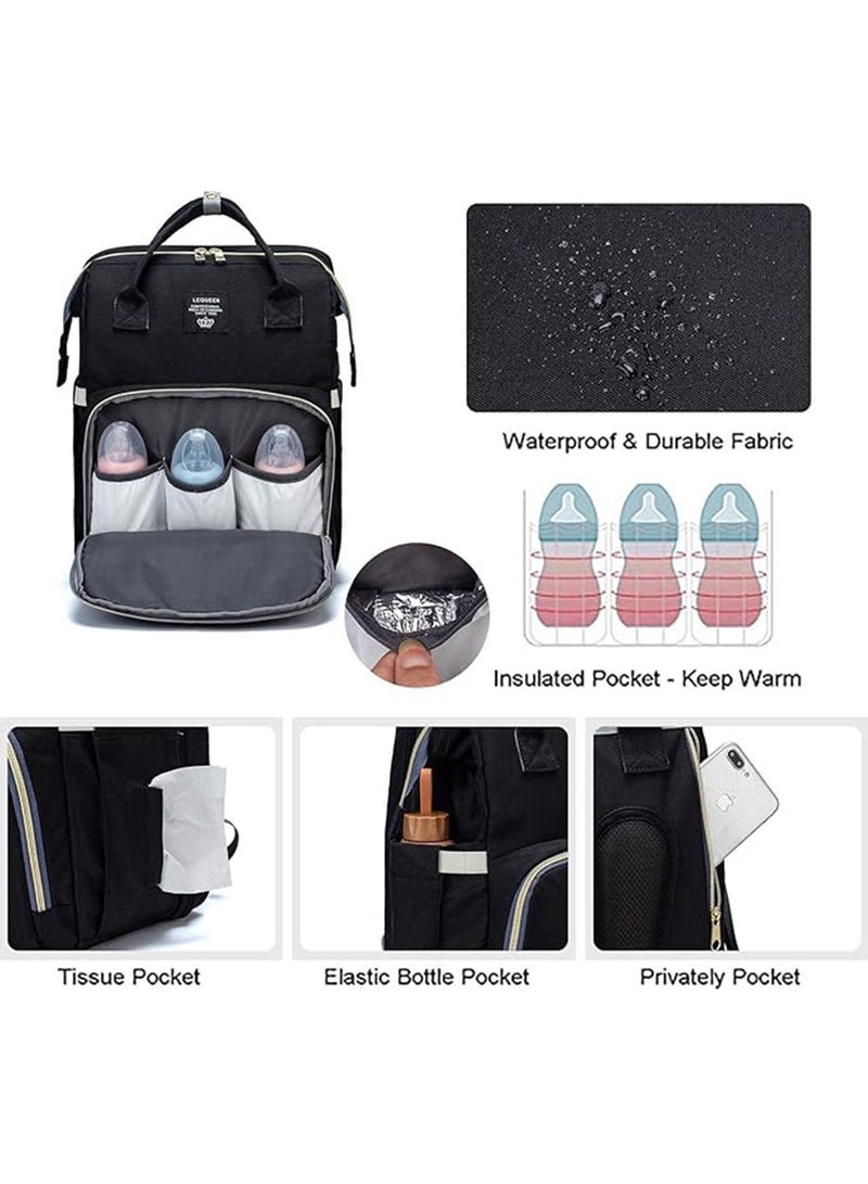 Mummy Bag Bassinet Bag Functions as Diaper Bag and Changing Station, Foldable Nappy Backpacks Baby Bed with Hook & Changing Pad - Image 3