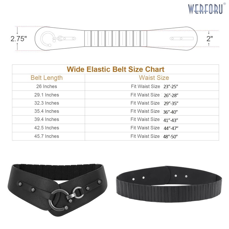 WERFORU Women Vintage Wide Elastic Thick Stretch Belt with Interlock Buckle for Dress Halloween - Image 5