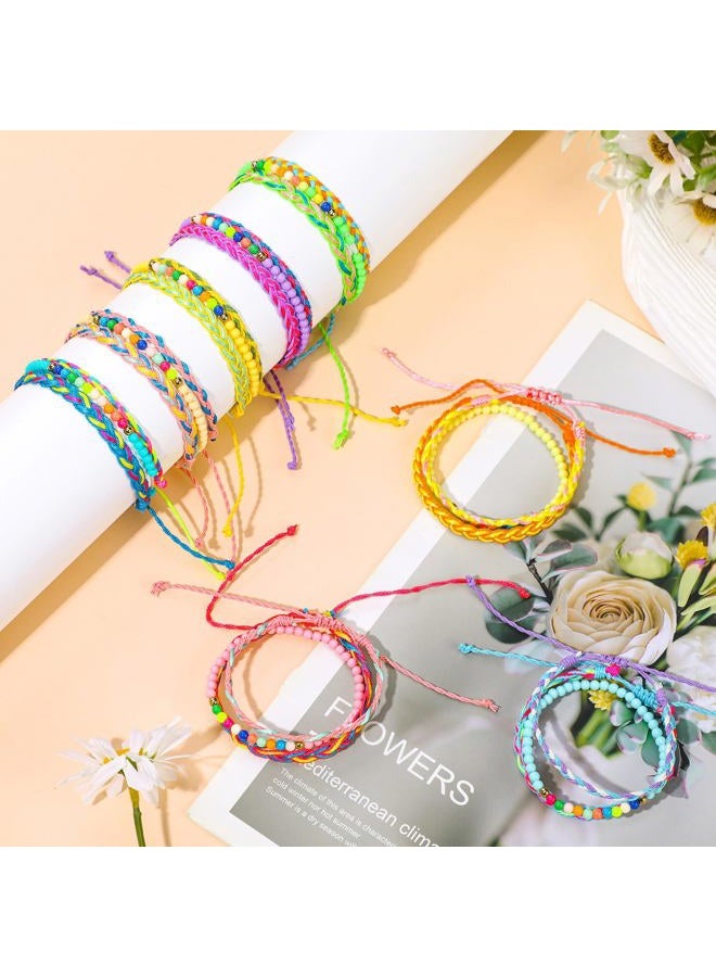 Sureio 24 Pcs Colorful Friendship Bracelets Letter Heart Smile Bracelets Surfer Bracelets Stretch Beaded Kids Bracelet for Girls Women Back to School Tween Girl Party Favors(Paracord Style) - Image 2