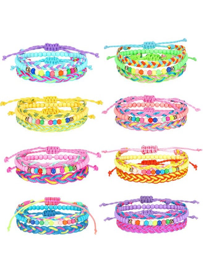 Sureio 24 Pcs Colorful Friendship Bracelets Letter Heart Smile Bracelets Surfer Bracelets Stretch Beaded Kids Bracelet for Girls Women Back to School Tween Girl Party Favors(Paracord Style) - Image 1