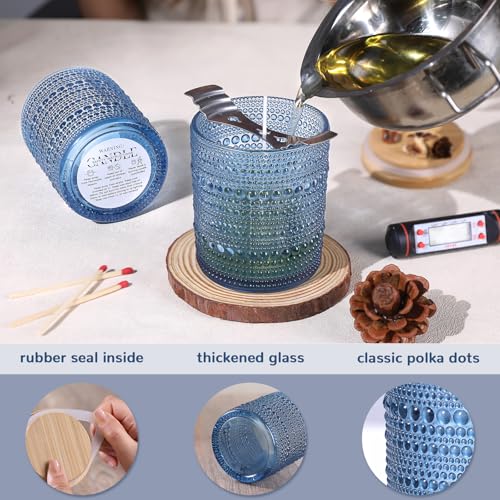 DARJEN 12 Pack Blue Candle Jars for Making Candles- 8 OZ Empty Glass Candle Making Jars with Bamboo Lids and Labels, Candle Making Supplies Candle Containers for DIY Gifts - Image 3
