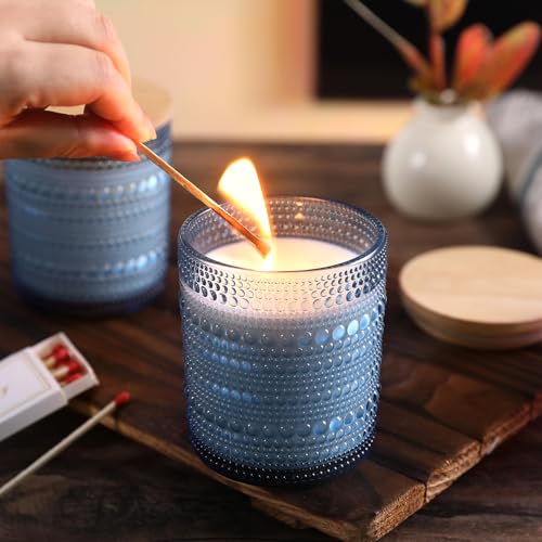 DARJEN 12 Pack Blue Candle Jars for Making Candles- 8 OZ Empty Glass Candle Making Jars with Bamboo Lids and Labels, Candle Making Supplies Candle Containers for DIY Gifts - Image 4