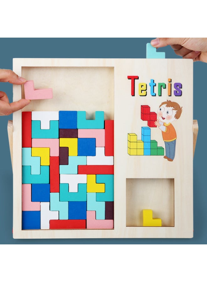 لعبة ألغاز خشبية ثلاثية الأبعاد تتريس للأطفال متعددة الوظائف للتفكير في الفضاء، ثلاثة في لون واحد: hxbe-ستيريو مزدوج روسيا-A-0.9 كجم - Image 5