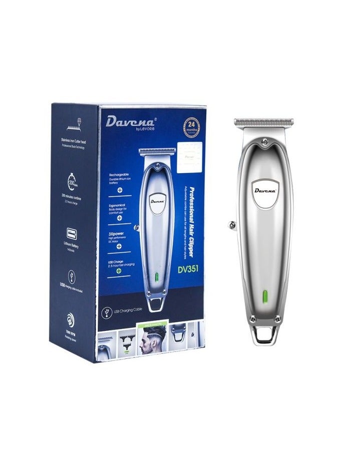 Davena DV351 Professional i-Stubble Hair Clipper with Ergonomic Comfort Grip, Rechargeable Lithium-Ion Battery & 3XPower DC Motor – Ideal for Precision Trimming, Edging & Haircuts - Image 2