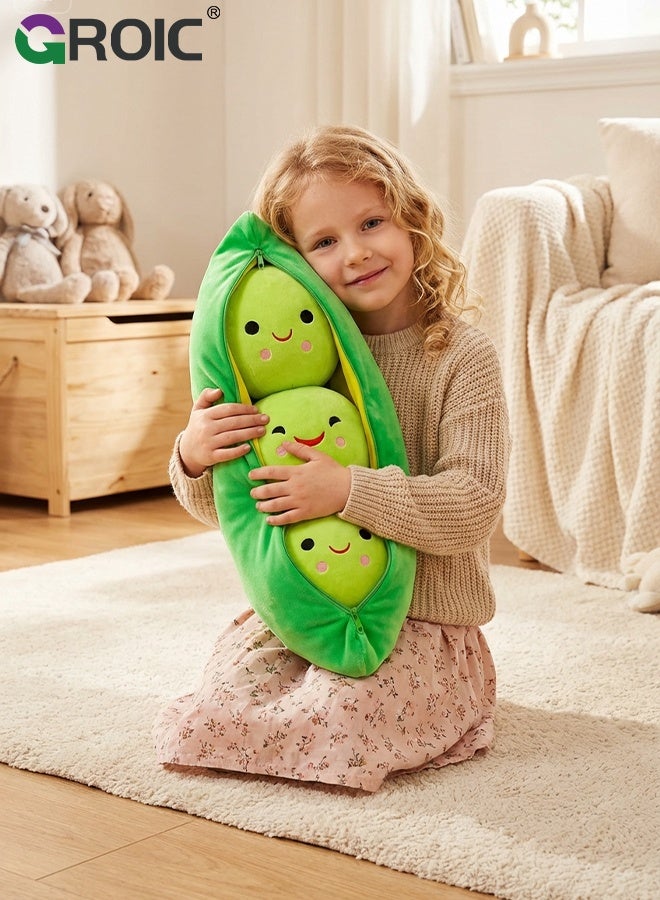 GROIC Pea Pod Pillow, Cute Hugging Pillow Toy, 50cm Green Stuffed Peas in a Pod Pillow, Soft Huggable Plushie Gifts for Kids and Adults, Funny Food-Themed Stuffed Animal Gift, Stuffed Pillow, Green - Image 5