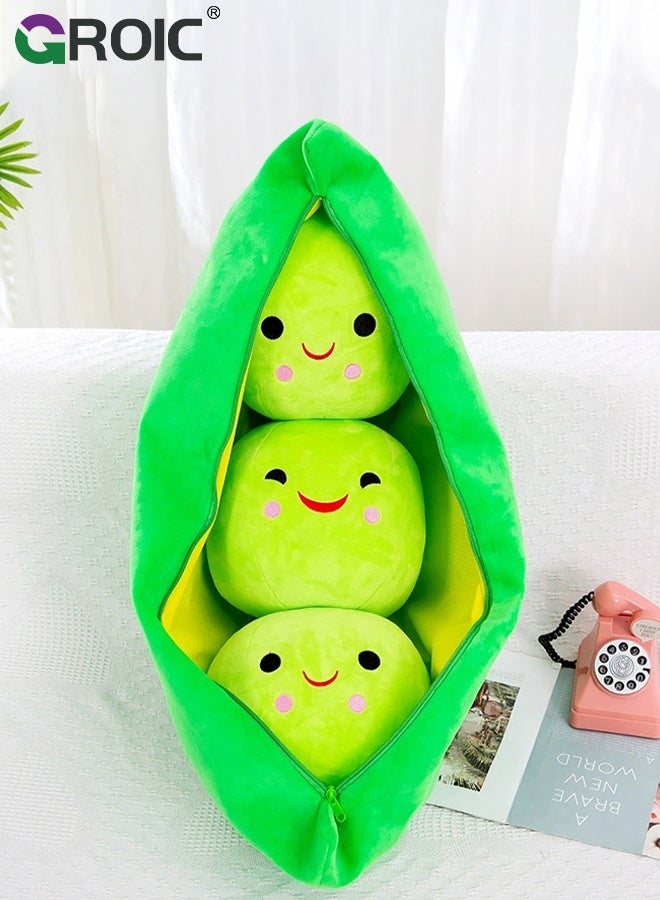 GROIC Pea Pod Pillow, Cute Hugging Pillow Toy, 50cm Green Stuffed Peas in a Pod Pillow, Soft Huggable Plushie Gifts for Kids and Adults, Funny Food-Themed Stuffed Animal Gift, Stuffed Pillow, Green - Image 2
