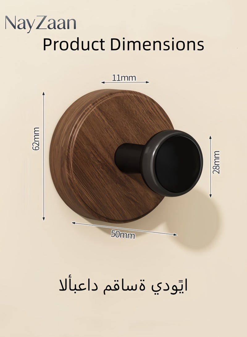 نايزان خطاف حائط بدون حفر بمظهر خشبي مناسب لحجرات الاستحمام والمرايا والجدران والحمامات والأسطح الزجاجية لتعليق المناشف ومناشف الحمام وحقائب الظهر والقبعات ومجموعات الملابس ذات الخطاف الواحد - Image 2