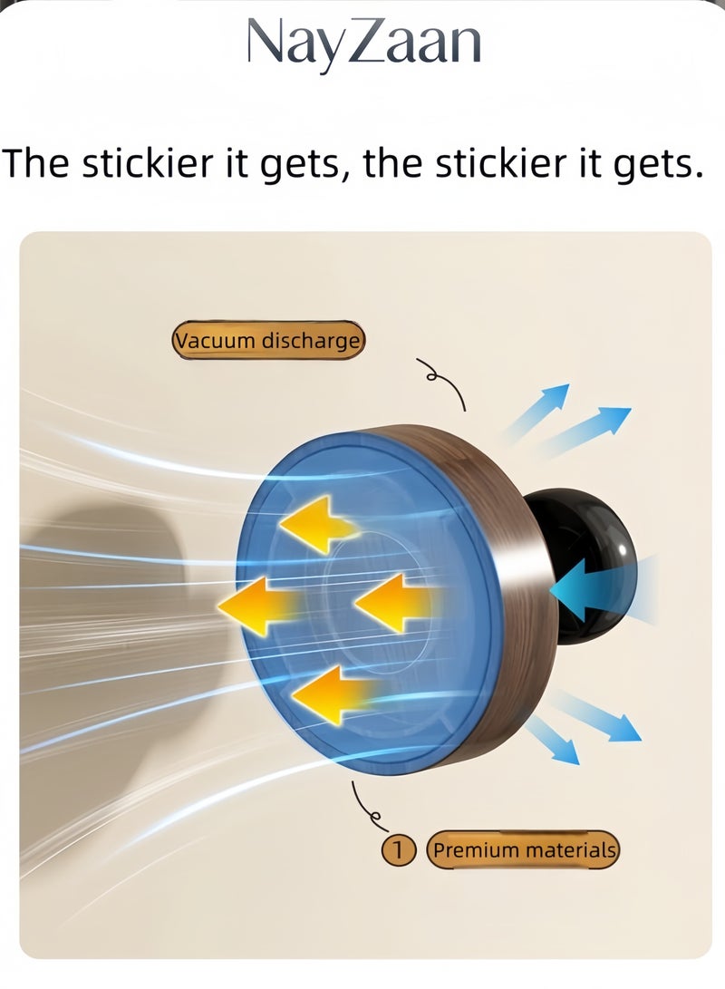 نايزان خطاف حائط بدون حفر بمظهر خشبي مناسب لحجرات الاستحمام والمرايا والجدران والحمامات والأسطح الزجاجية لتعليق المناشف ومناشف الحمام وحقائب الظهر والقبعات ومجموعات الملابس ذات الخطاف الواحد - Image 3