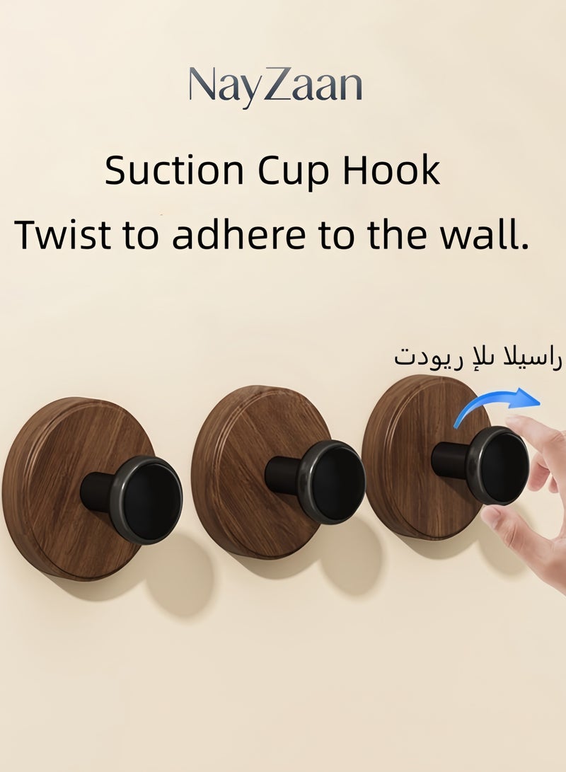نايزان خطاف حائط بدون حفر بمظهر خشبي مناسب لحجرات الاستحمام والمرايا والجدران والحمامات والأسطح الزجاجية لتعليق المناشف ومناشف الحمام وحقائب الظهر والقبعات ومجموعات الملابس ذات الخطاف الواحد - Image 4