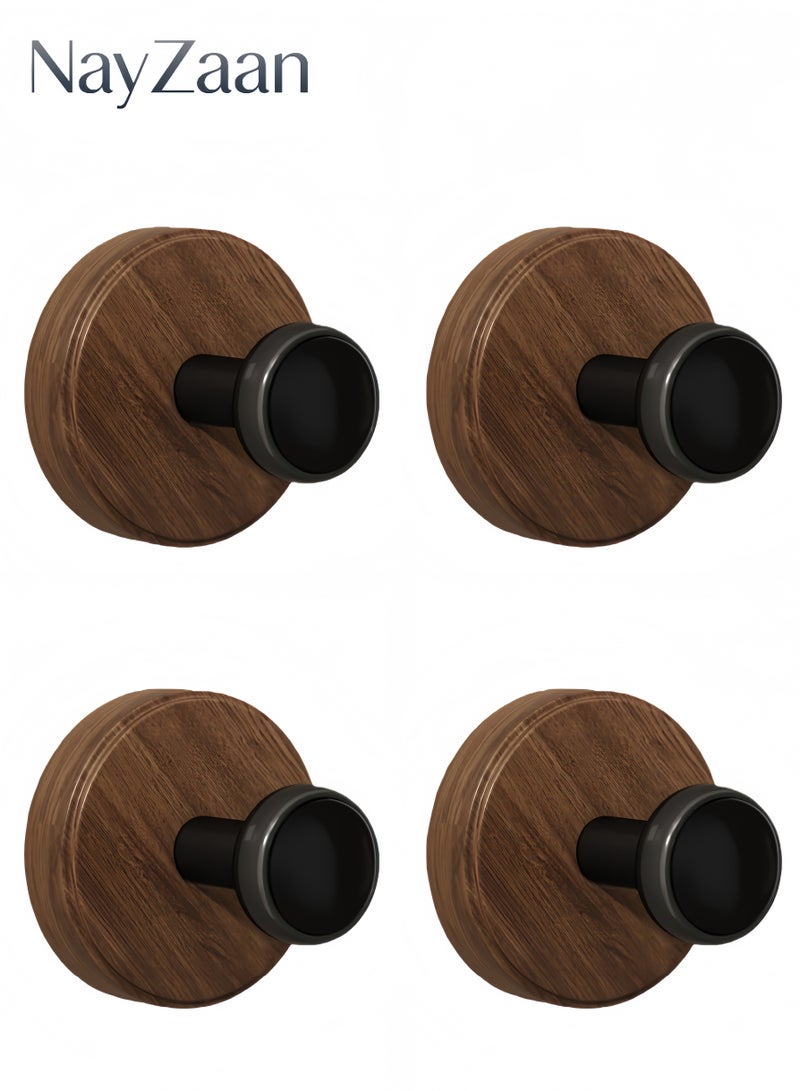 نايزان خطاف حائط بدون حفر بمظهر خشبي مناسب لحجرات الاستحمام والمرايا والجدران والحمامات والأسطح الزجاجية لتعليق المناشف ومناشف الحمام وحقائب الظهر والقبعات ومجموعات الملابس ذات الخطاف الواحد - Image 1