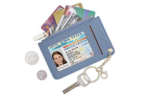 Prometheism Small Wallets for Women Slim Leather Card Case Holder Wallet Coin Change Purse with Keychain (Dark Blue) - Image 2