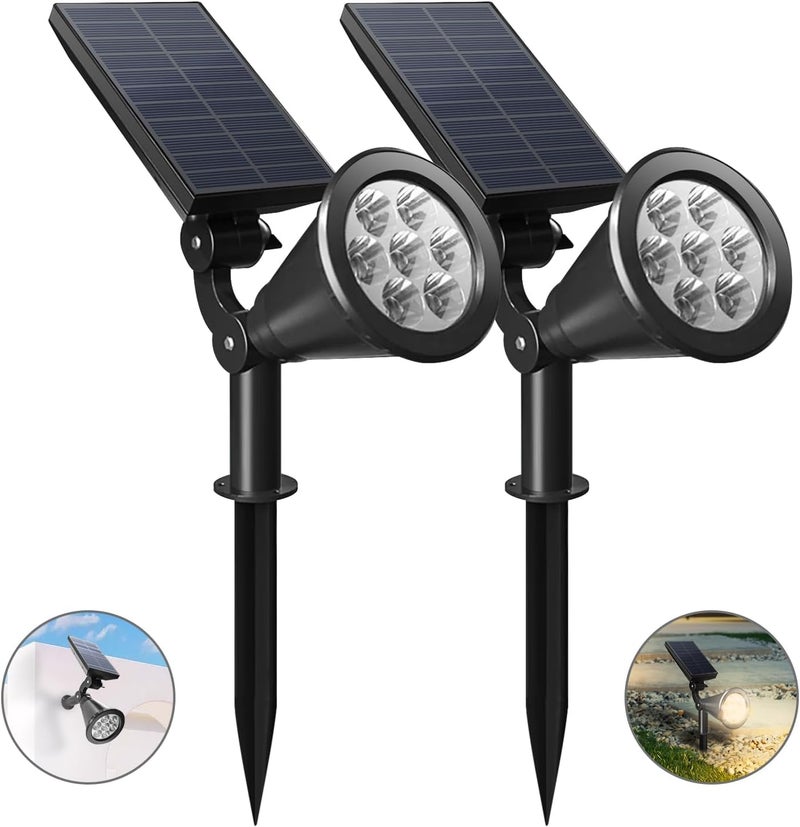 LITVERSE Solar Outdoor Lights, Upgraded 7 LEDs Landscape SpotLights IP65 Waterproof, Auto On/Off Solar Powered Outdoor Lights, Outdoor Solar Lights for Yard Garden Driveway Walkway,2 Pack(Warm Light) - Image 1