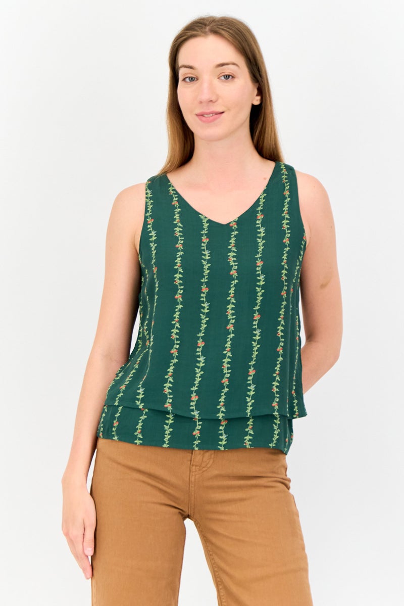 ONLY Women V-Neck Sleeveless Floral Print Tank Top, Multicolor - Image 1