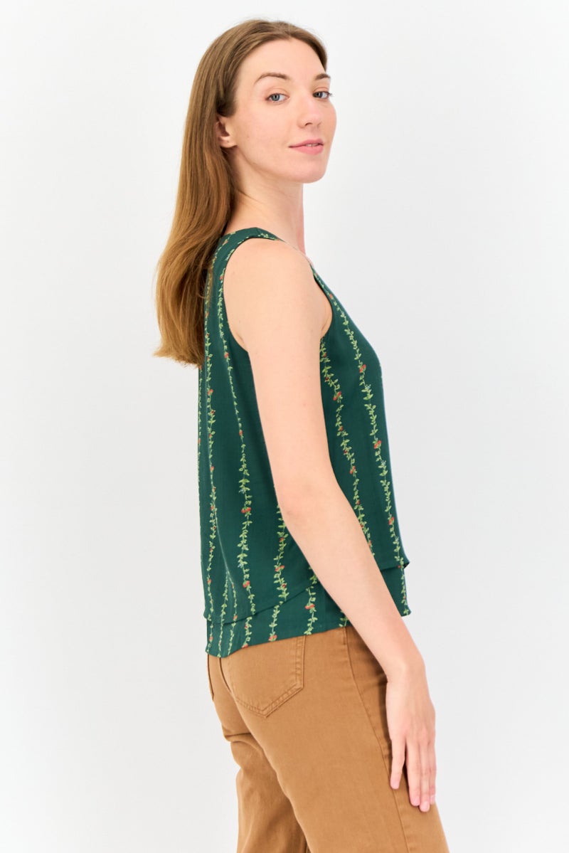 ONLY Women V-Neck Sleeveless Floral Print Tank Top, Multicolor - Image 2