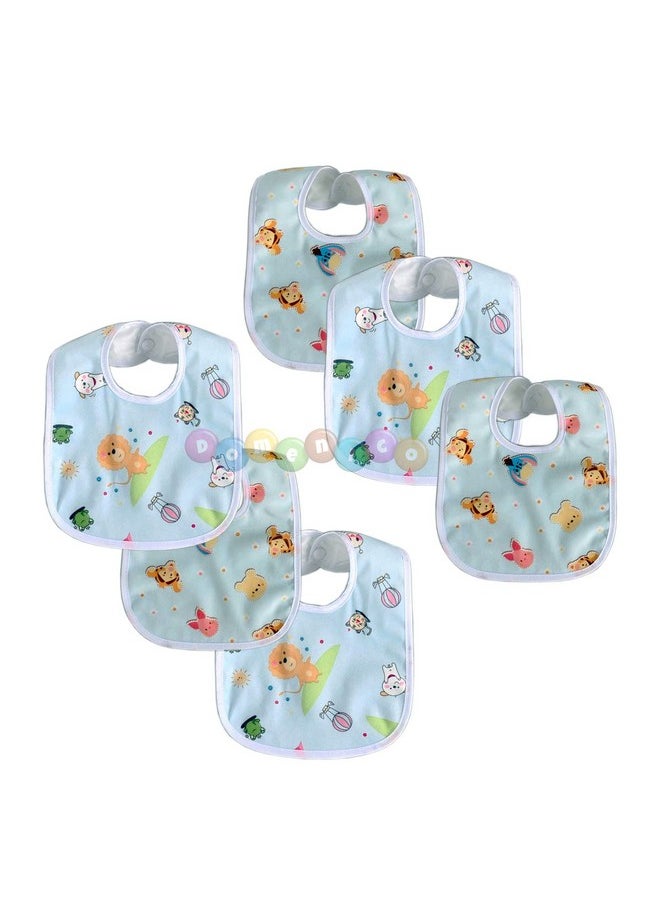 DOMENICO Baby Soft Feeding Bibs/Apron Cute Multi Print|With Tich Button| Waterproof Newborn Baby Bib Set 