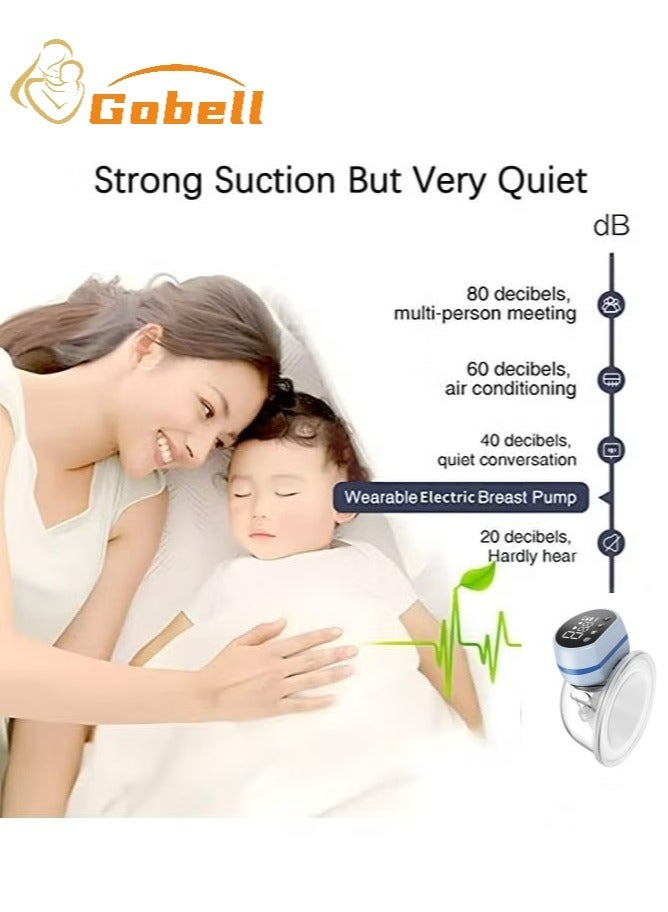 جوبل مضخة حليب كهربائية لاسلكية واحدة محمولة بدون استخدام اليدين مع وظيفة ذاكرة غير مؤلمة - أزرق - Image 4