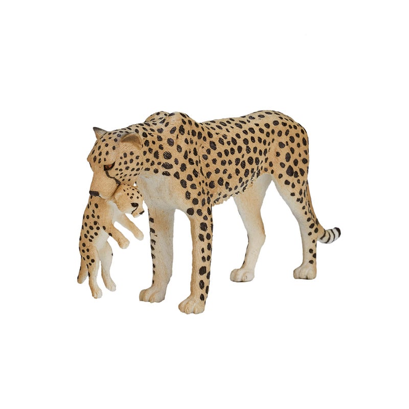 MOJO Cheetah (Female) with Cub Realistic International Wildlife Toy-Replica Hand Painted Figurine, Mixed (387167) - Image 1