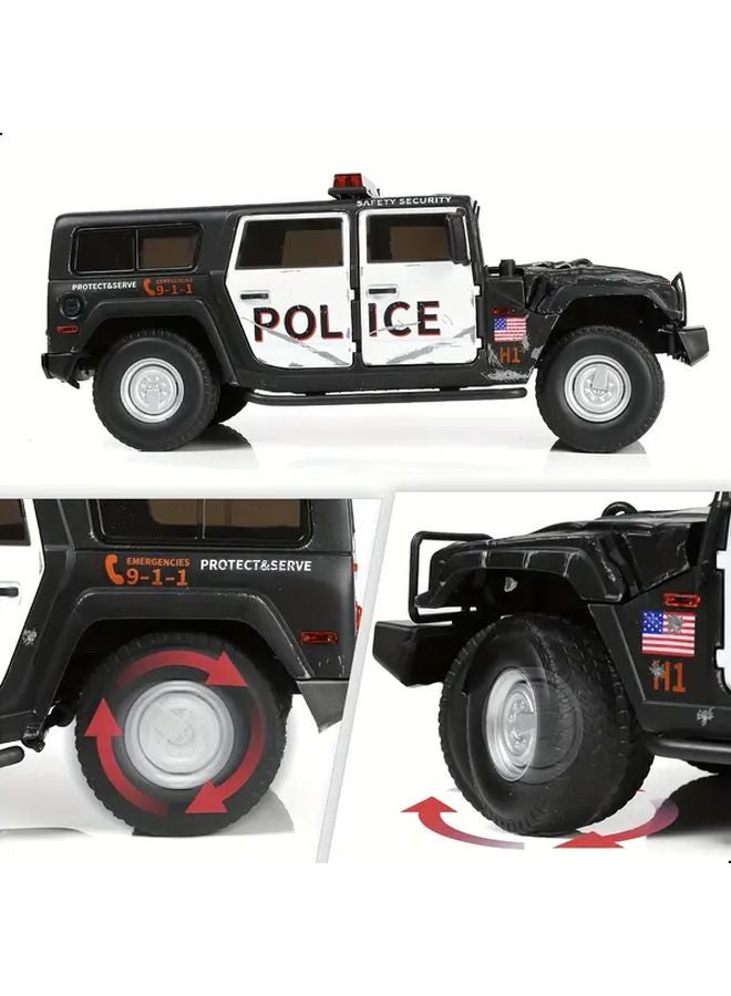 1 18 Scale Metal Police Car Model Battle Damaged Collectible - Image 1