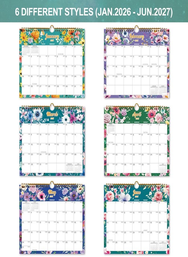 تقويم Vibrant Focus Calendar 2026-18 الشهري الجداري، من يناير 2026 إلى يونيو 2027، مقاس 8.5 × 11 بوصة، تقويم 2026-2027 مع تجليد حلزوني مزدوج، وخطاف تعليق، ومربعات وتواريخ جوليان (تقويم جداري مزين بالزهور) - Image 4