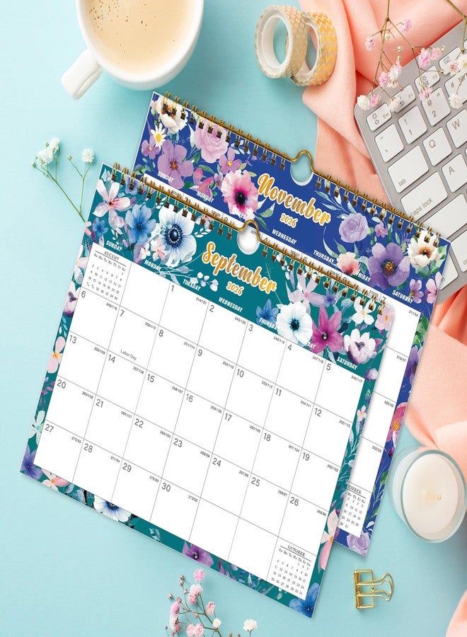 تقويم Vibrant Focus Calendar 2026-18 الشهري الجداري، من يناير 2026 إلى يونيو 2027، مقاس 8.5 × 11 بوصة، تقويم 2026-2027 مع تجليد حلزوني مزدوج، وخطاف تعليق، ومربعات وتواريخ جوليان (تقويم جداري مزين بالزهور) - Image 2
