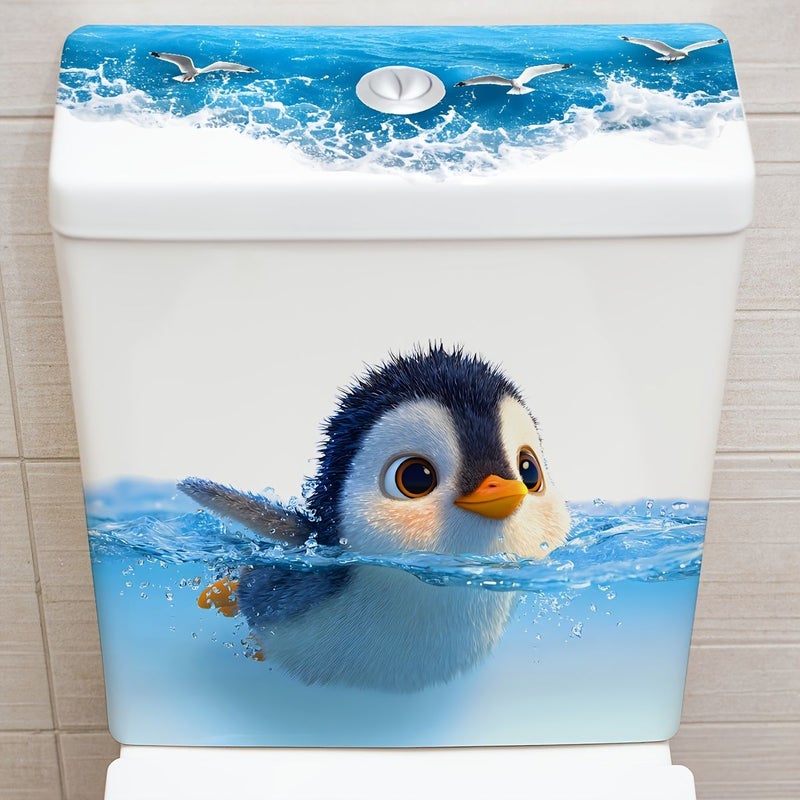 Ocean Penguin Swimming Sticker Removable Decoration For Toilet Tank - Image 4