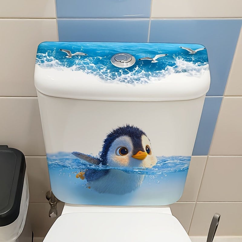 Ocean Penguin Swimming Sticker Removable Decoration For Toilet Tank - Image 5