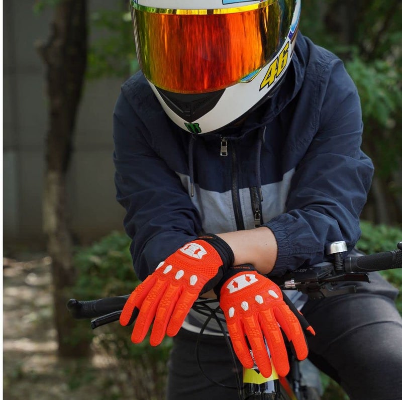 Seibertron Dirtpaw Unisex MX ATV MTB Racing Gloves - Full Finger Touchscreen Glove for Bicycle Cycling Mountain Biking Motorcycle and Motocross Fluo Orange L - Image 5