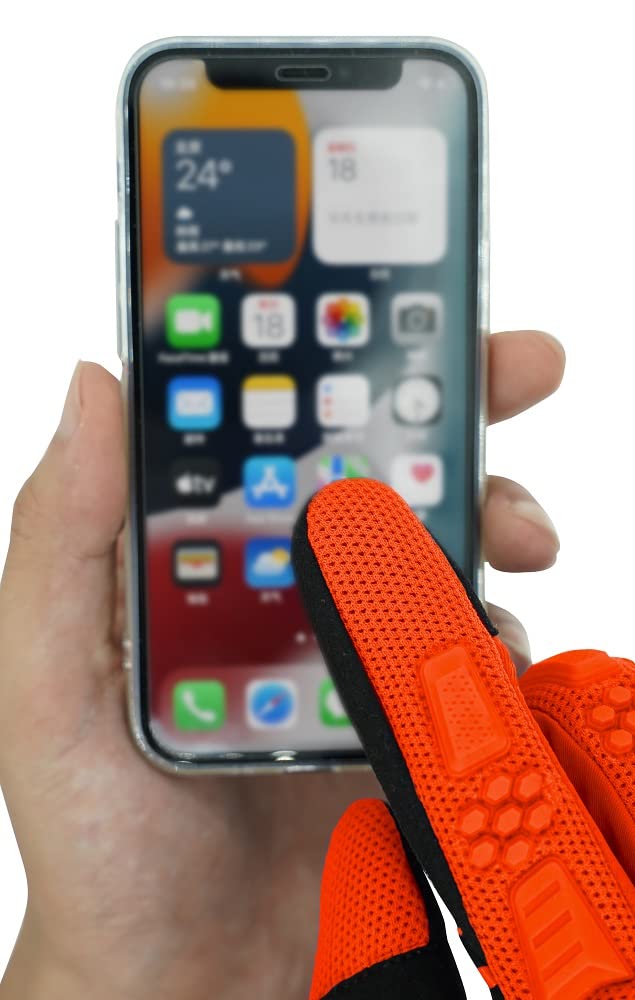 Seibertron Dirtpaw Unisex MX ATV MTB Racing Gloves - Full Finger Touchscreen Glove for Bicycle Cycling Mountain Biking Motorcycle and Motocross Fluo Orange L - Image 3