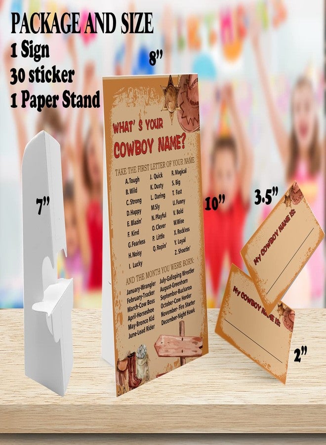 GNATV What's Your Cowboy Name Game (1 Cowboy Theme Sign and 30 Name Tag Stickers), Cowboy Game Party Decoration, Birthday Game for Kids, Family Game-15 - Image 3