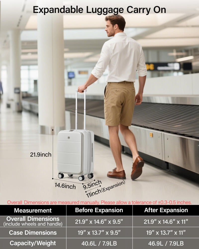 MILADA 20-Inch Expandable Carry On Luggage, Hard Shell Top-Opening Luggage with Wheels, TSA-Approved Small Travel Bag for Men and Women Carry-On Suitcase, White - Image 4