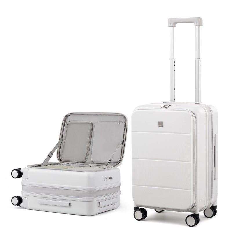 MILADA 20-Inch Expandable Carry On Luggage, Hard Shell Top-Opening Luggage with Wheels, TSA-Approved Small Travel Bag for Men and Women Carry-On Suitcase, White - Image 1