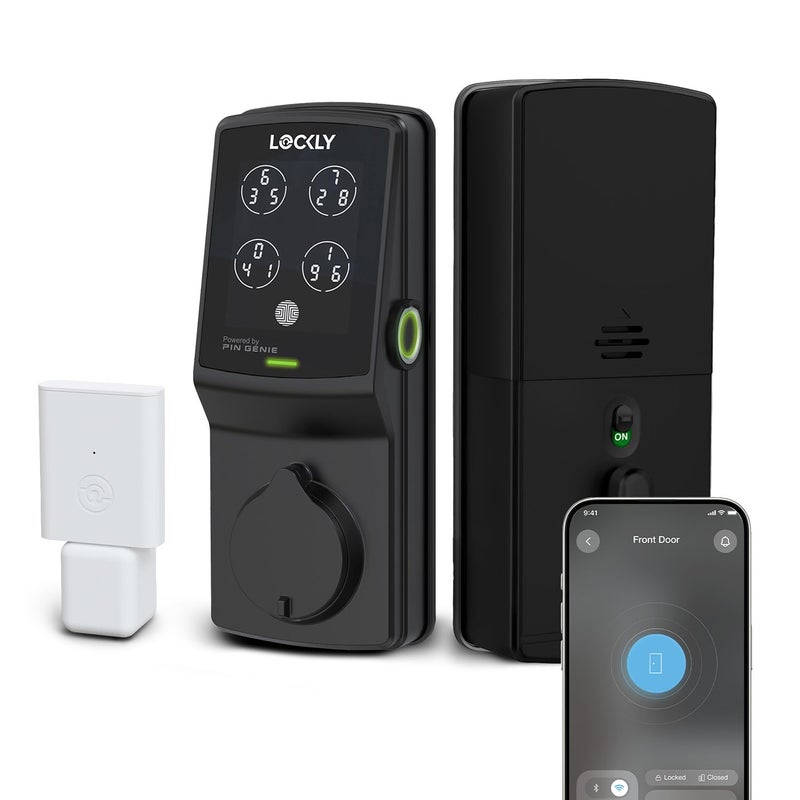 Lockly Secure Pro Deadbolt WiFi Smart Lock Keyless Entry Door Lock Smart Locks for Any Doors PIN Genie Keypad 3D Biometric Fingerprint Sensor Auto Lock Rekeying Capability Matte Black