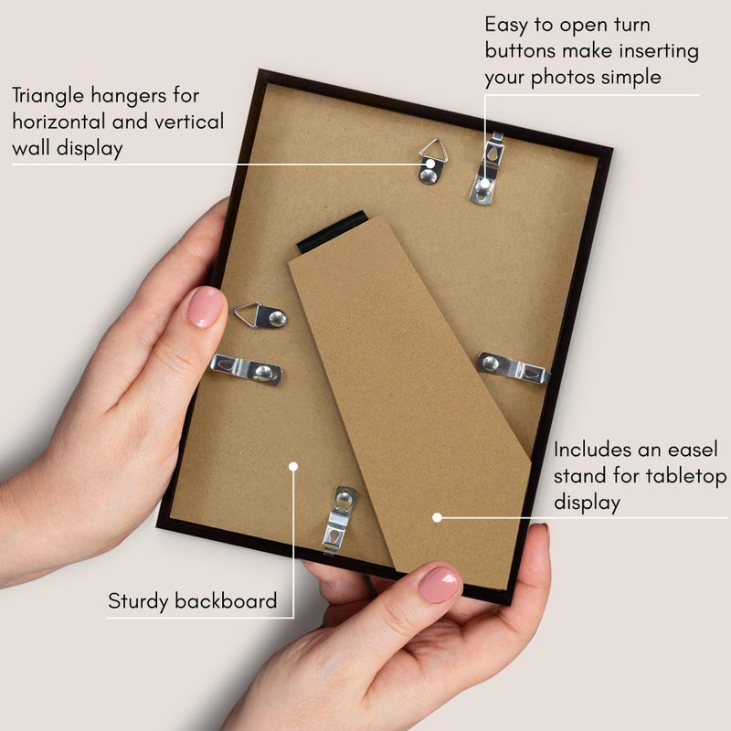 Americanflat 6x8 Picture Frame with Shatter-Resistant Glass - Use as 3x5 Frame with Mat or 6x8 Frame Without Mat - Streamline Collection - Thin Photo Frame for Wall and Tabletop Display - Black - Image 5