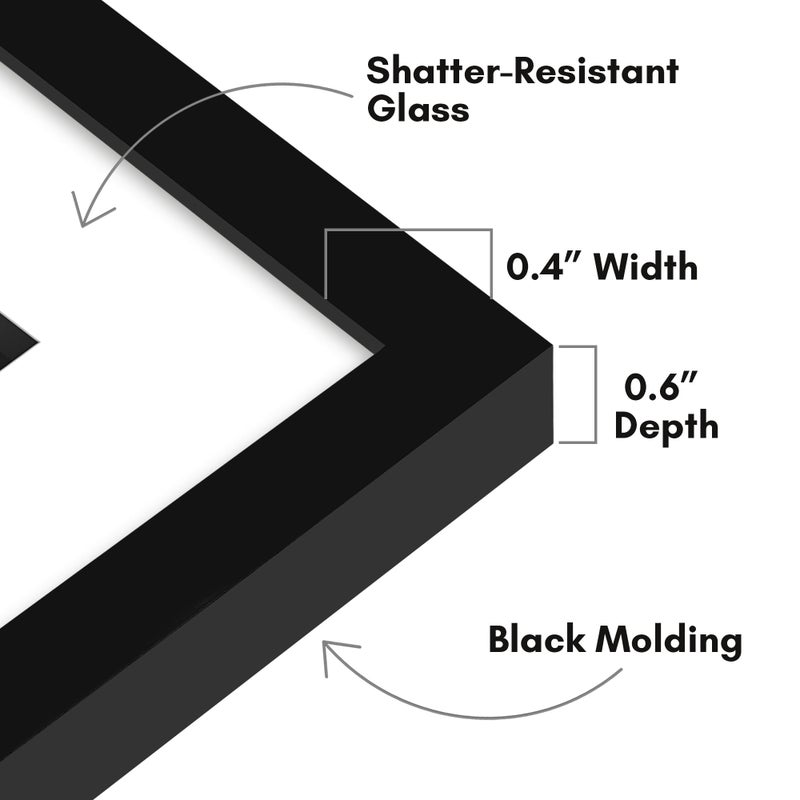 Americanflat 6x8 Picture Frame with Shatter-Resistant Glass - Use as 3x5 Frame with Mat or 6x8 Frame Without Mat - Streamline Collection - Thin Photo Frame for Wall and Tabletop Display - Black - Image 3
