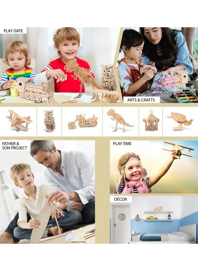 Puzzled 3D Puzzle Steam Train Wood Craft Construction Model Kit Fun Unique & Educational Diy Wooden Toy Assemble Unfinished Craft Hobby Classic Train Puzzle To Build & Paint For Decoration 72Pc Pack  - Image 5