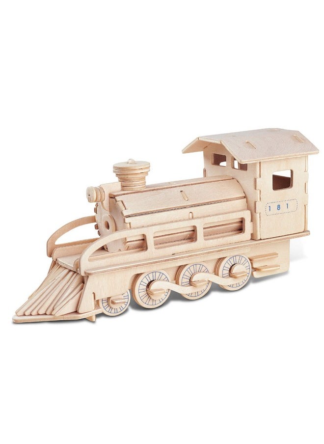 Puzzled 3D Puzzle Steam Train Wood Craft Construction Model Kit Fun Unique & Educational Diy Wooden Toy Assemble Unfinished Craft Hobby Classic Train Puzzle To Build & Paint For Decoration 72Pc Pack  - Image 1