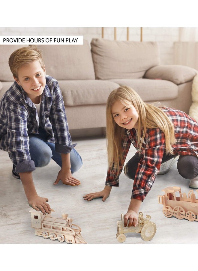 Puzzled 3D Puzzle Steam Train Wood Craft Construction Model Kit Fun Unique & Educational Diy Wooden Toy Assemble Unfinished Craft Hobby Classic Train Puzzle To Build & Paint For Decoration 72Pc Pack  - Image 4