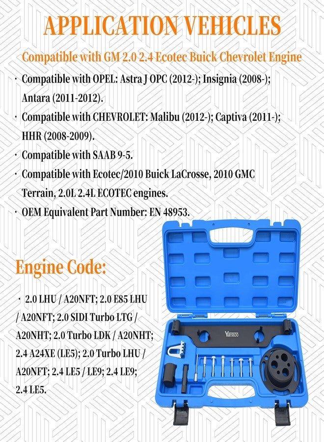 Yuesstloo طقم أدوات توقيت قفل مشغل عمود الكامات من Yuesstloo، متوافق مع محركات GM Ecotec وBuick وChevrolet سعة 2.0 و2.4 لتر - بديل لـ EN48953، أداة تثبيت مُحسّنة لمثبت مُغير توقيت عمود الكامات ومثبت ترس مضخة الماء - Image 3