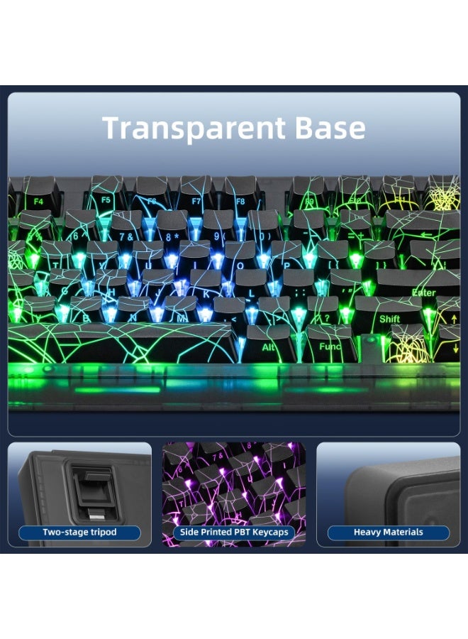 لوحة مفاتيح ألعاب ميكانيكية مخصصة، بإضاءة خلفية RGB مع 22 وضعًا للإضاءة، تدعم ثلاثة أنواع من الاتصال، مفاتيح قابلة للتبديل السريع، بطارية بسعة 6000 مللي أمبير، مصنوعة من بلاستيك ABS الأسود مع لوحة ألومنيوم - Image 5