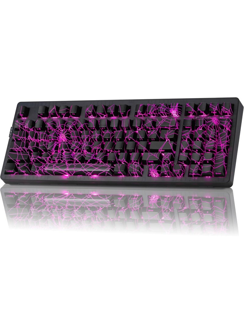 لوحة مفاتيح ألعاب ميكانيكية مخصصة، بإضاءة خلفية RGB مع 22 وضعًا للإضاءة، تدعم ثلاثة أنواع من الاتصال، مفاتيح قابلة للتبديل السريع، بطارية بسعة 6000 مللي أمبير، مصنوعة من بلاستيك ABS الأسود مع لوحة ألومنيوم - Image 1