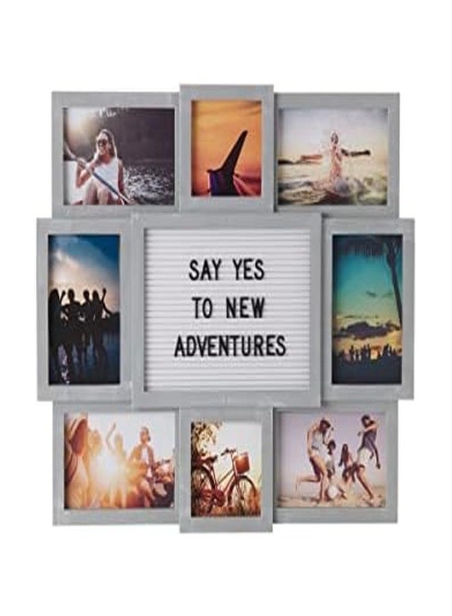 Melannco Customizable Letterboard 8-Opening Photo Collage, 19 x 17 inch,Distressed Grey - Image 1