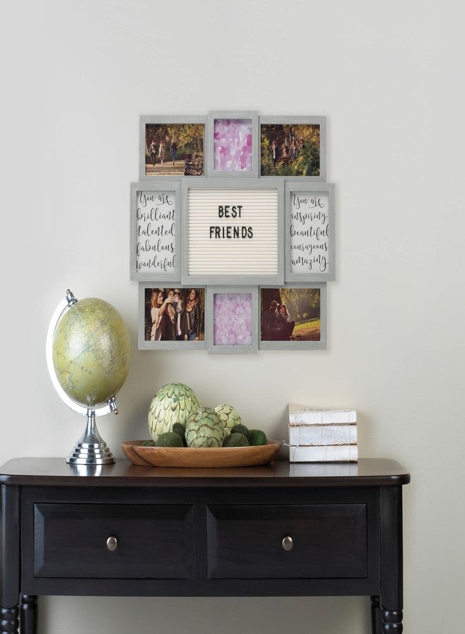 Melannco Customizable Letterboard 8-Opening Photo Collage, 19 x 17 inch,Distressed Grey - Image 5