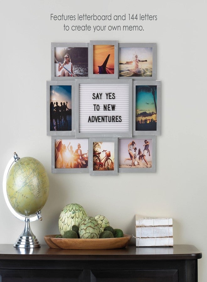 Melannco Customizable Letterboard 8-Opening Photo Collage, 19 x 17 inch,Distressed Grey - Image 3