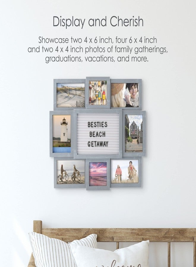 Melannco Customizable Letterboard 8-Opening Photo Collage, 19 x 17 inch,Distressed Grey - Image 2